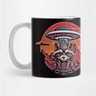 Alien Ufo Astronaut Raccoon Mug